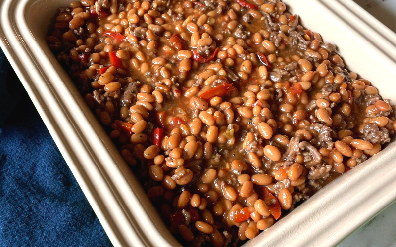 Spicy Beefed Up Baked Beans - Marie Marino