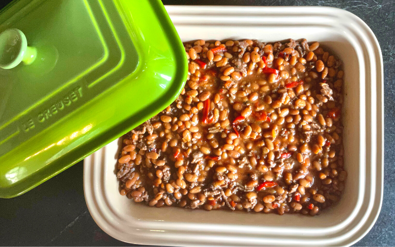 Spicy Beefed Up Baked Beans