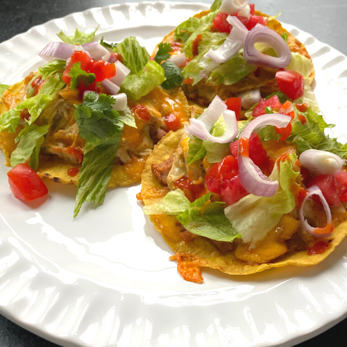 green chile chicken tostadas