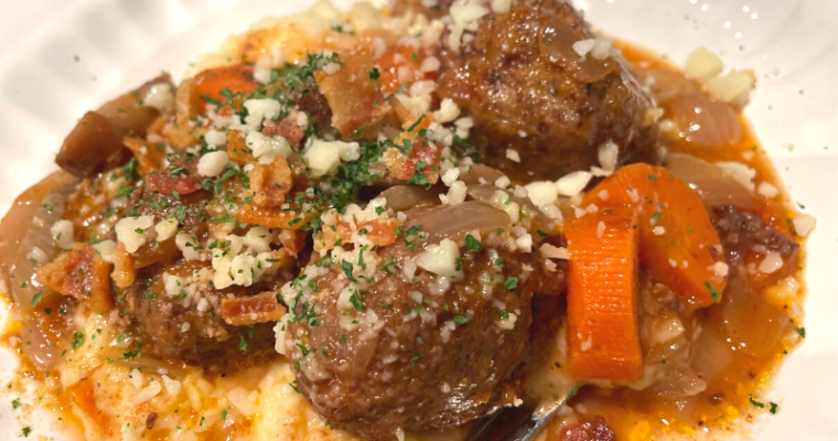 Saucy Meatballs with Mashed Potatoes