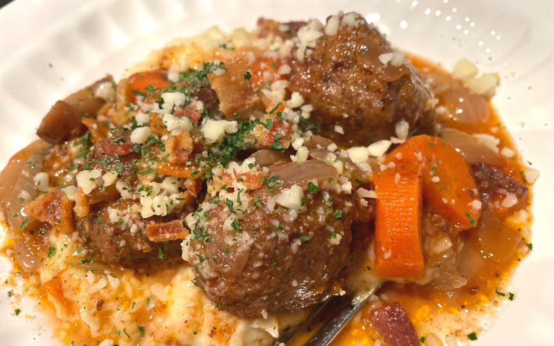 Saucy Meatballs with Mashed Potatoes