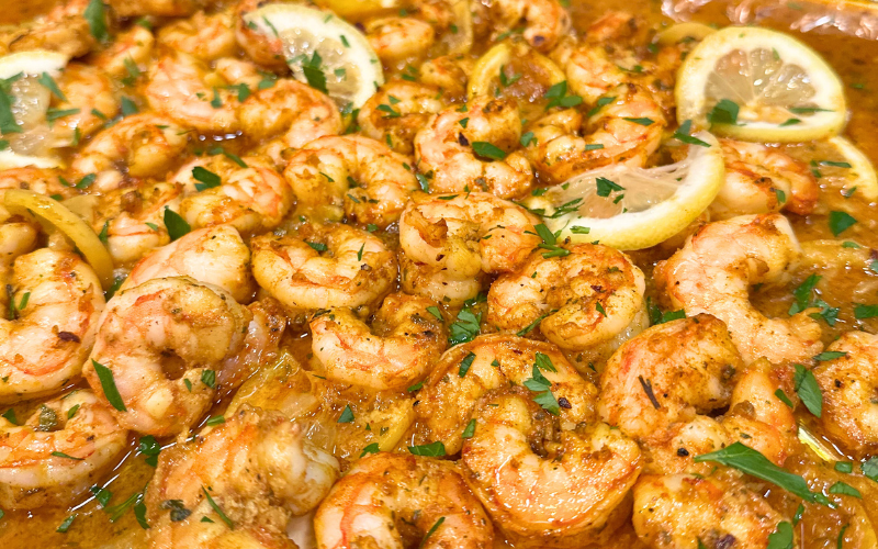 Spicy Beer Baked Shrimp